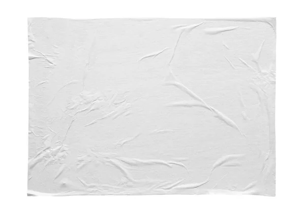 Autocollant Blanc Froissé Froissé Blanc Texture Affiche Papier Isolé Sur — Photo