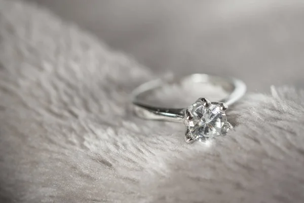 Bijoux Luxe Argent Bague Diamant Fond — Photo