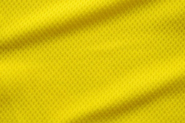 Gelbe Farbe Fußballtrikot Bekleidung Stoff Textur Sportbekleidung Hintergrund Nahaufnahme — Stockfoto