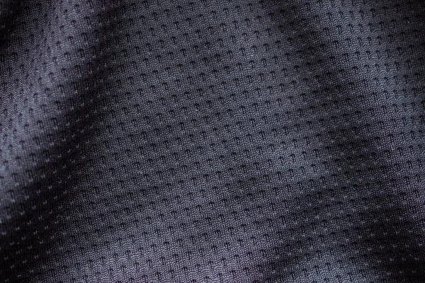 Fekete Szövet Sport Ruházat Labdarúgó Mez Levegő Háló Textúra Háttér — Stock Fotó