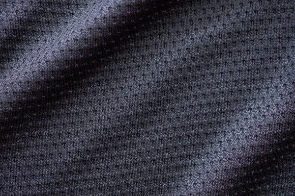 Schwarzer Stoff Sportbekleidung Fußballtrikot Mit Air Mesh Textur Hintergrund — Stockfoto