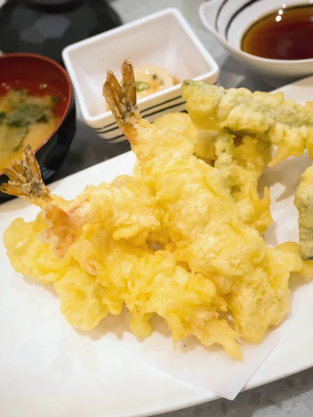 Prawns Tempura White Plate Japanese Cuisine Royalty Free Stock Photos