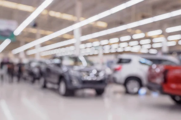 Blur Row New Car Car Showroom Dealership Abstract Defocused Background — Stock Photo, Image