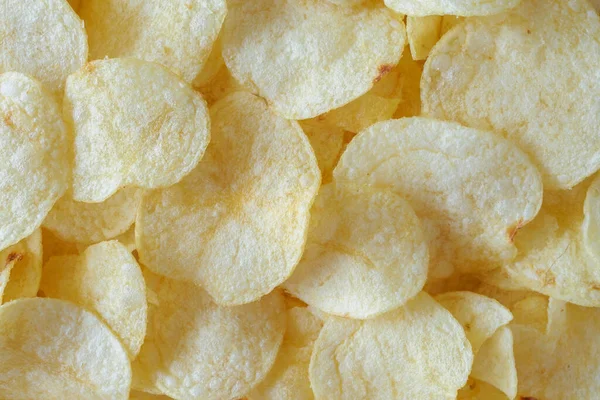 Krokante Aardappel Chips Snack Textuur Achtergrond — Stockfoto