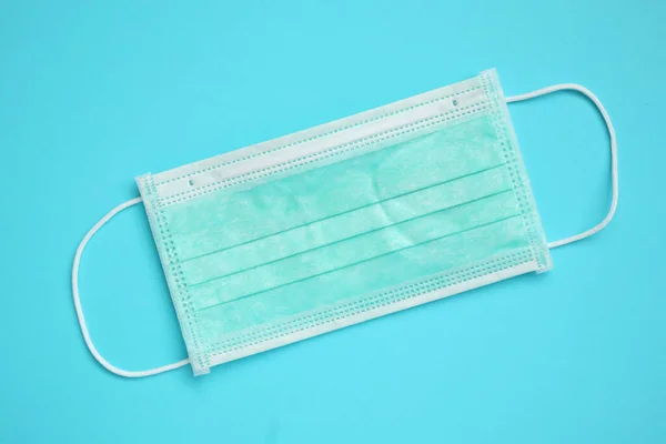 Surgical Face Mask Blue Background Protection Covid Coronavirus Healthcare Medical — Stock Photo, Image