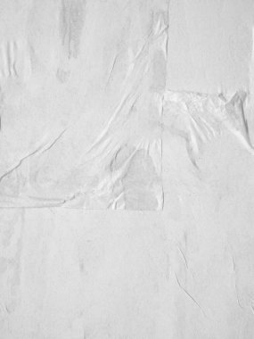 Boş beyaz buruşmuş ve buruşmuş kağıt poster dokusu arka planı