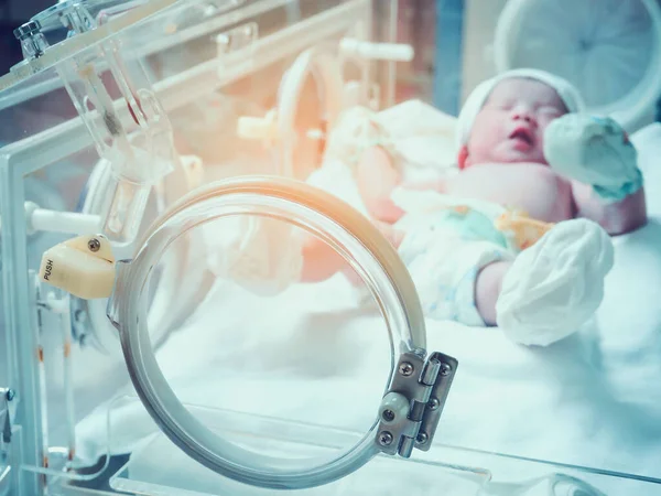 Neugeborenes Mädchen Brutkasten Post Kreißsaal Des Krankenhauses — Stockfoto