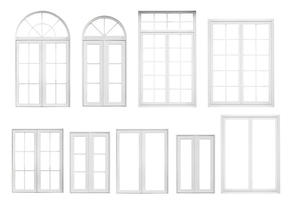 Real Vintage House Window Frame Set Collection Isoliert Auf Weißem — Stockfoto