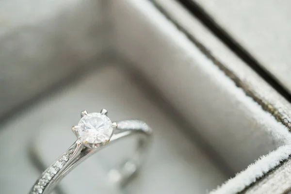 Close Luxury Wedding Diamond Ring Jewelry Gift Box Stock Image