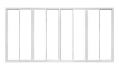 Beyaz arkaplanda izole edilmiş gerçek modern ev penceresi