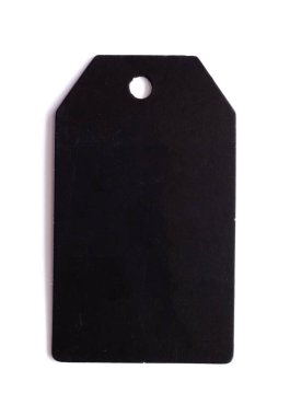 Siyah fiyat etiketi beyaz arkaplanda izole edildi