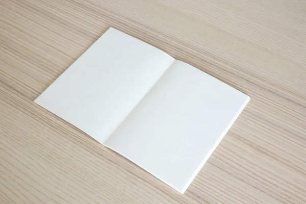 Mock Üres Nyitott Papír Könyv Asztal Háttér — Stock Fotó