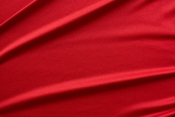 Sportovní Oblečení Tkaniny Fotbal Dresy Textura Horní Pohled Červená Barva — Stock fotografie