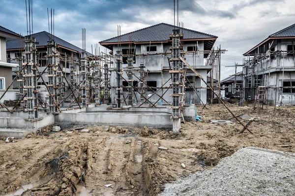 Construção Residencial Nova Casa Andamento Canteiro Obras — Fotografia de Stock