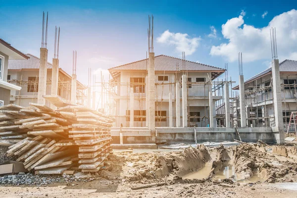 Construção Nova Casa Canteiro Obras — Fotografia de Stock