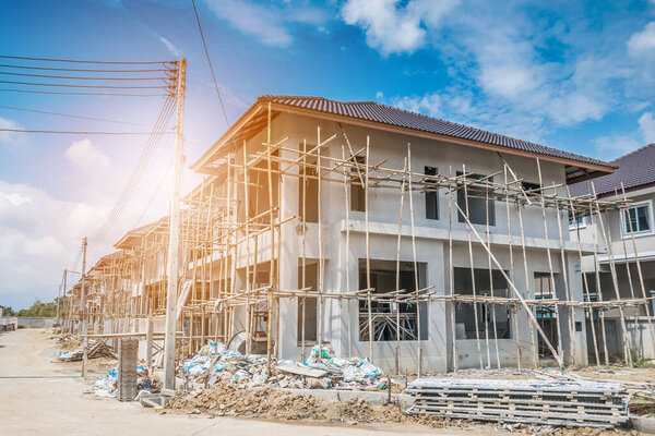 construction residential new house in progress at building site