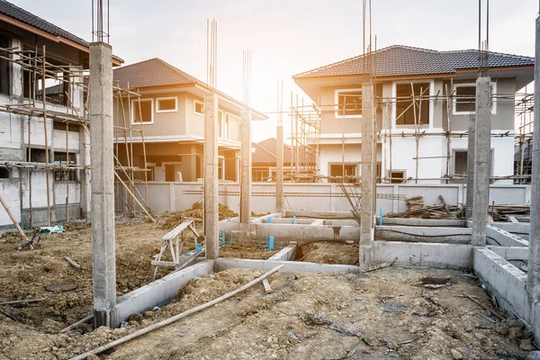 Construção Residencial Nova Casa Andamento Canteiro Obras — Fotografia de Stock