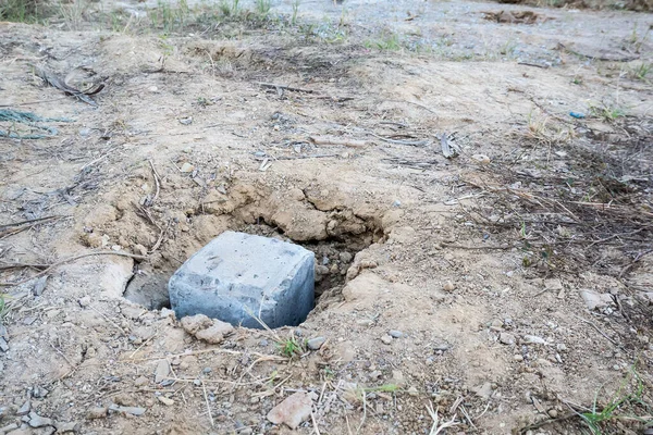 Pilhas Concreto Chão Para Fundação Construção Casa — Fotografia de Stock