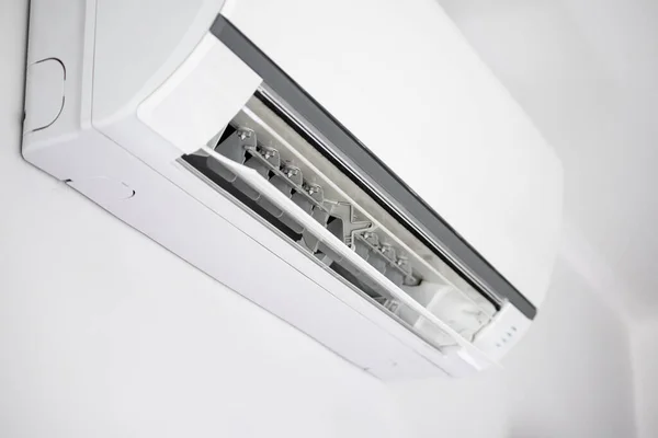 Airconditioner Witte Muur Kamer Interieur Achtergrond — Stockfoto