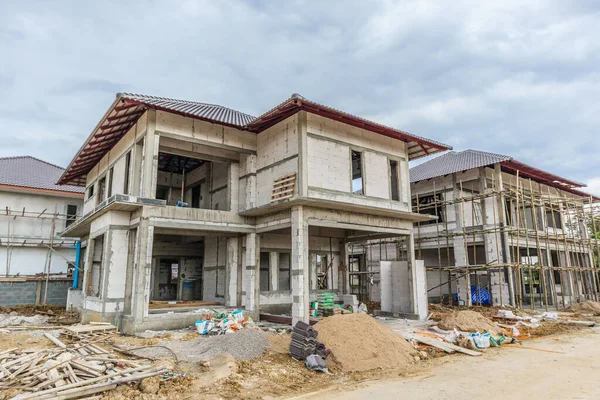Construção Residencial Nova Casa Andamento Canteiro Obras — Fotografia de Stock