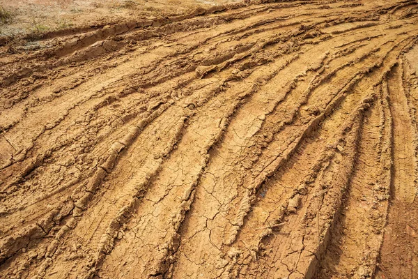 Faixas Rodas Estrada Terra Rural — Fotografia de Stock