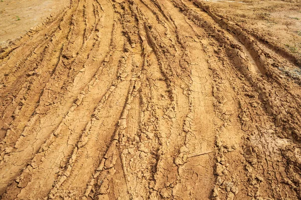 Kırsal Toprak Yolda Tekerlek Izleri — Stok fotoğraf