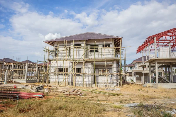 Construção Residencial Nova Casa Andamento Canteiro Obras — Fotografia de Stock