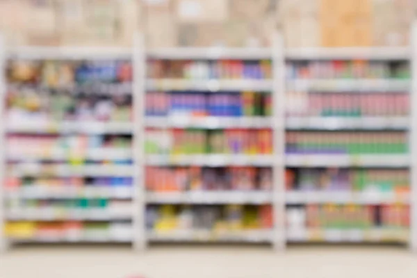 Abstracto Desenfoque Supermercado Tienda Descuento Estantes Productos Pesticidas Fondo Desenfocado —  Fotos de Stock