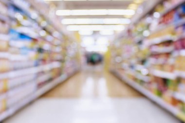 Süpermarket koridoru bulanık arkaplan