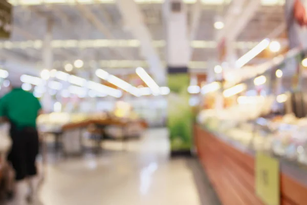 Supermarket Świeżą Żywnością Abstrakcyjne Rozmyte Tło Bokeh Światła — Zdjęcie stockowe