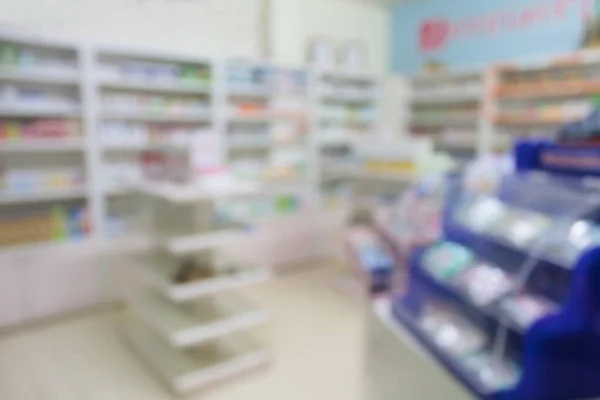 Pharmacy Store Drugs Shelves Interior Blurred Background — Stock Photo, Image