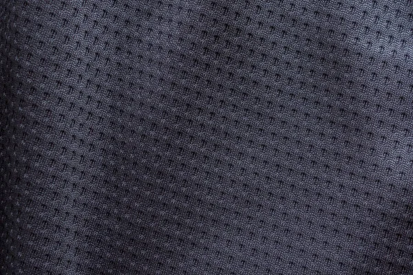 Schwarzer Stoff Sportbekleidung Fußballtrikot Mit Air Mesh Textur Hintergrund — Stockfoto