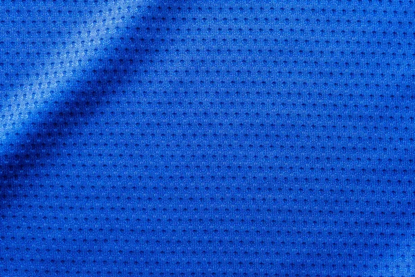 Modrá Barva Tkaniny Sportovní Oblečení Fotbalový Dres Vzduchem Síťovina Textury — Stock fotografie