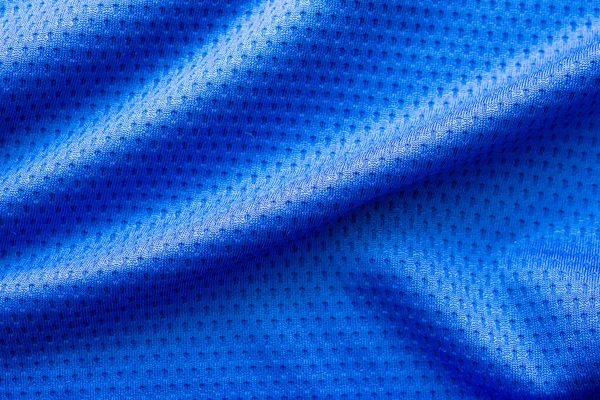 Mavi Renk Kumaş Spor Kıyafetleri Futbol Forması Hava Ağı Desenli — Stok fotoğraf