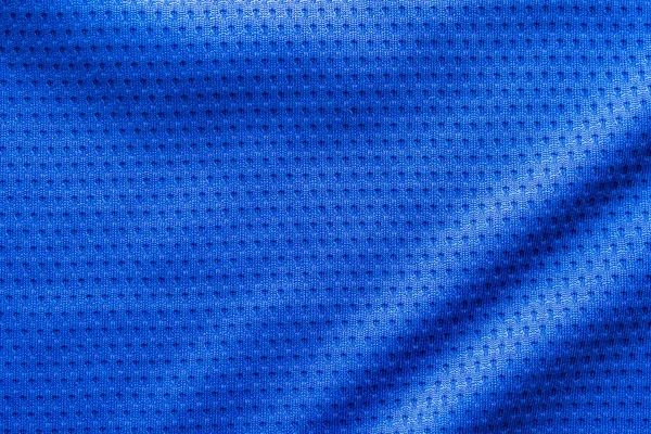 Blaue Farbe Stoff Sportbekleidung Fußballtrikot Mit Air Mesh Textur Hintergrund — Stockfoto