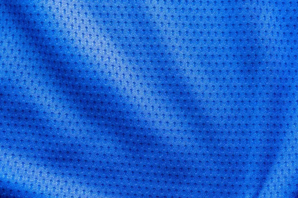 Cor Azul Tecido Esporte Roupas Futebol Jersey Com Fundo Textura — Fotografia de Stock