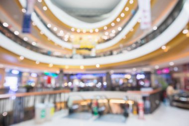 Soyut bulanık, modern alışveriş merkezi içi odaklanmış arka plan