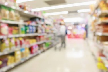 Bulanık süpermarket koridoru Odaklanmamış arkaplan