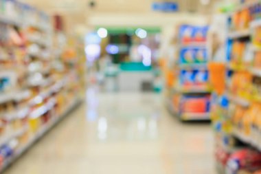 Arkaplan için bulanık süpermarket koridoru