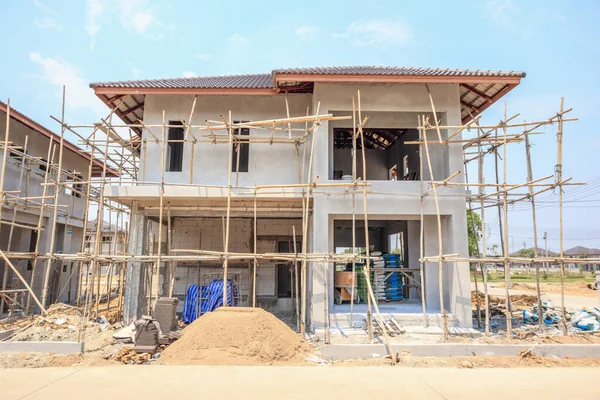 Haus Bau Mit Porenbeton Blockstruktur Auf Baustelle — Stockfoto