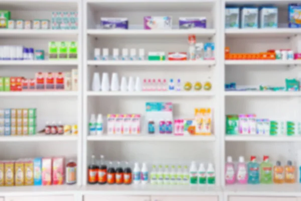 Pharmacy Drugstore Blur Abstract Backbround Medicine Healthcare Product Shelves — Stock Photo, Image
