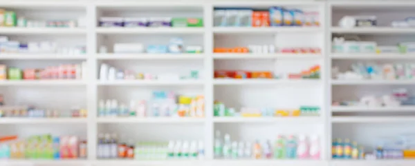 Pharmacy Drugstore Blur Abstract Backbround Medicine Healthcare Product Shelves — Stock Photo, Image