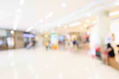 Soyut bulanık, modern alışveriş merkezi içi odaklanmış arka plan