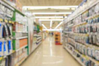 süpermarket koridoru raf içi soyut bulanık arkaplan