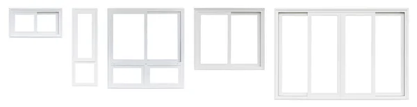 Real modern house window frame set collection isolated on white background