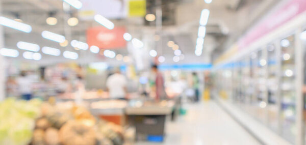 supermarket interior blurred defocused background with bokeh light 
