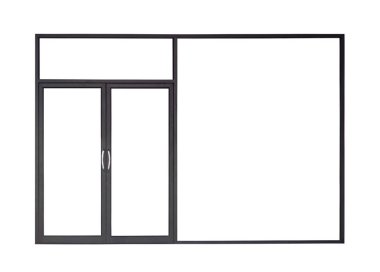 Gerçek modern siyah mağaza ön cam kapı çerçeve beyaz arkaplan izole