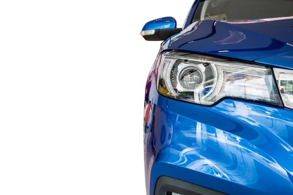 Синій Автомобіль Вид Спереду Ізольований Білому Тлі — стокове фото