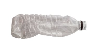 Geri dönüştürülmüş plastik şişe beyaz arkaplanda izole edildi
