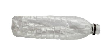 Geri dönüştürülmüş plastik şişe beyaz arkaplanda izole edildi